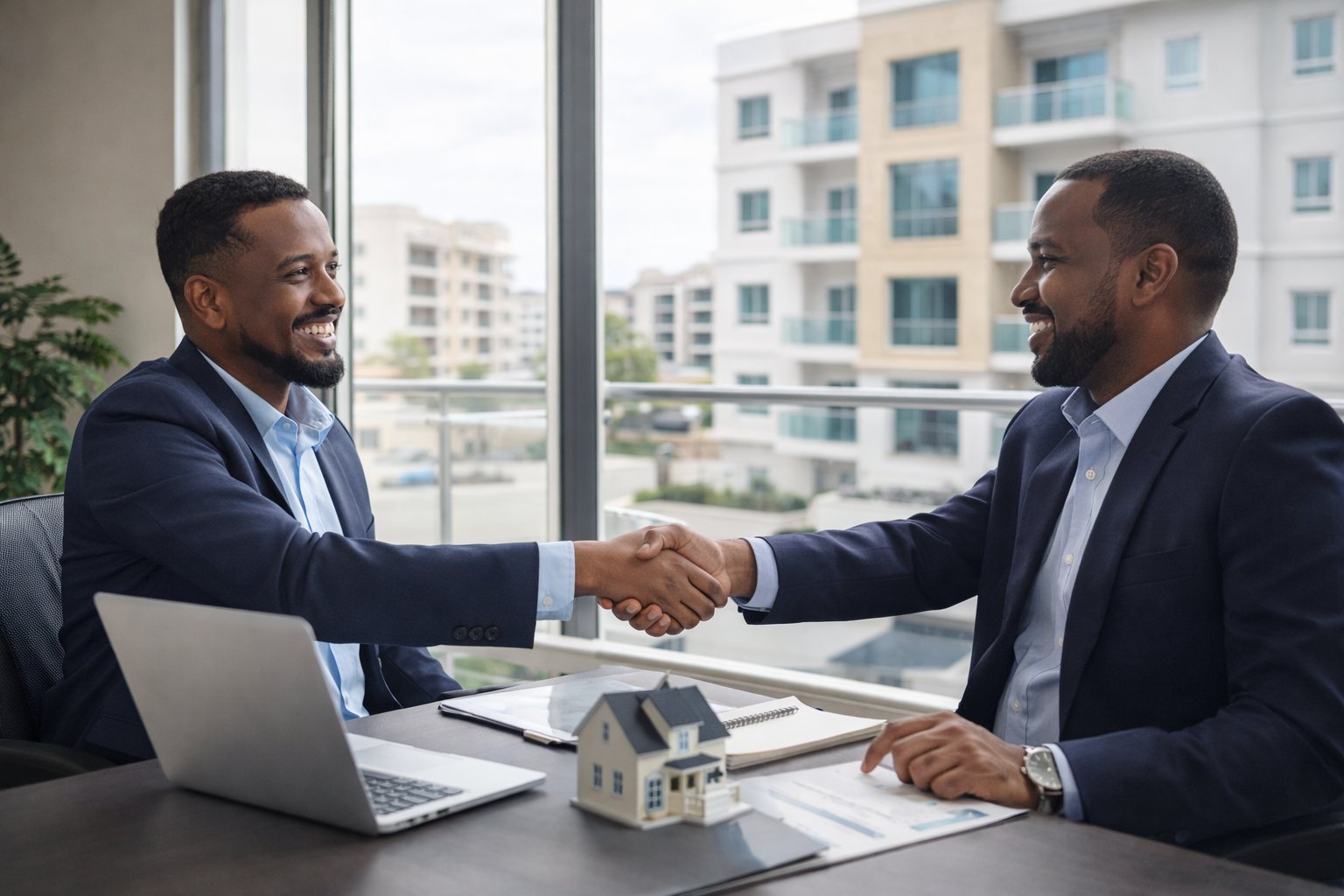 Business owners connecting over a partnership